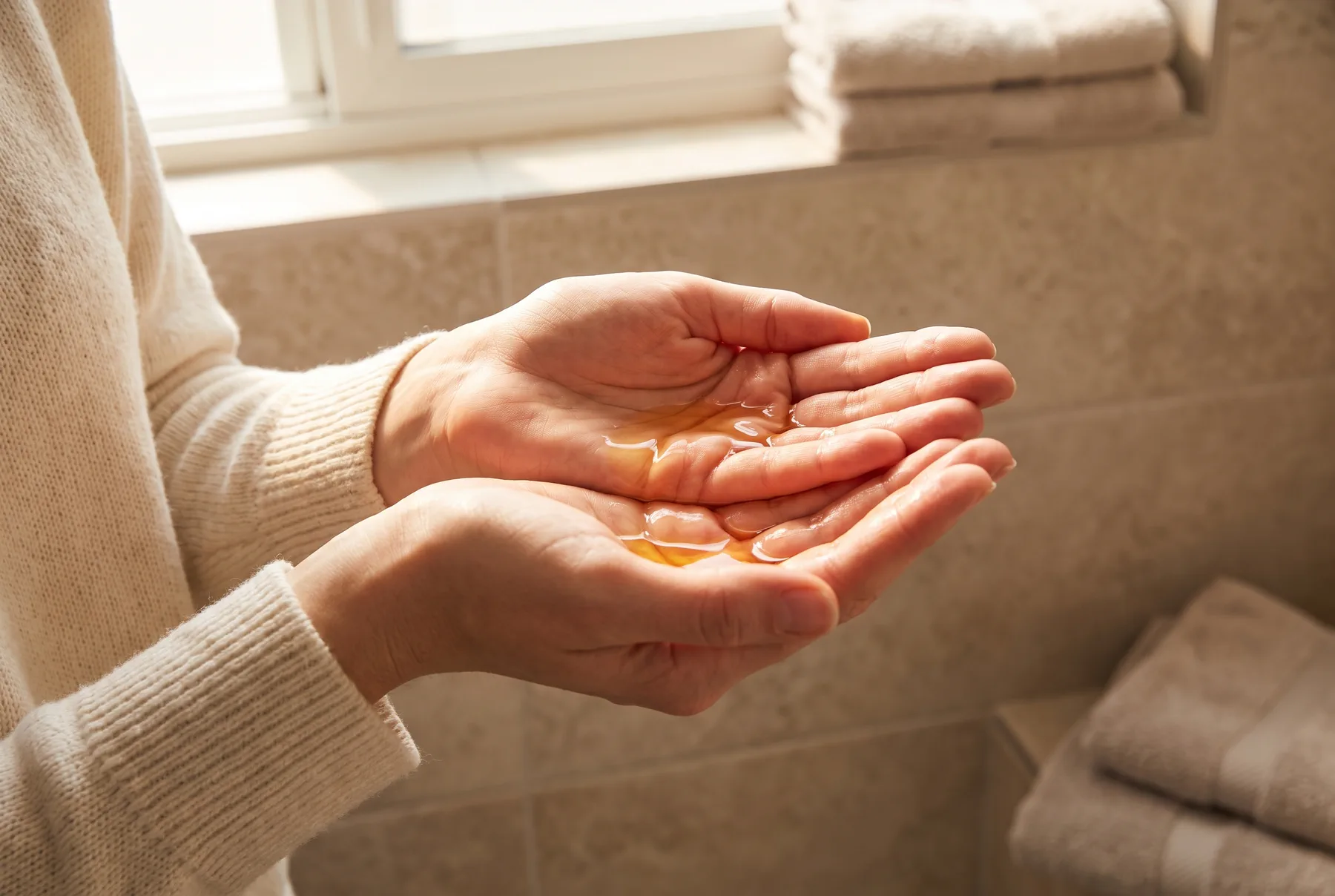 Argan oil pouring editorial
