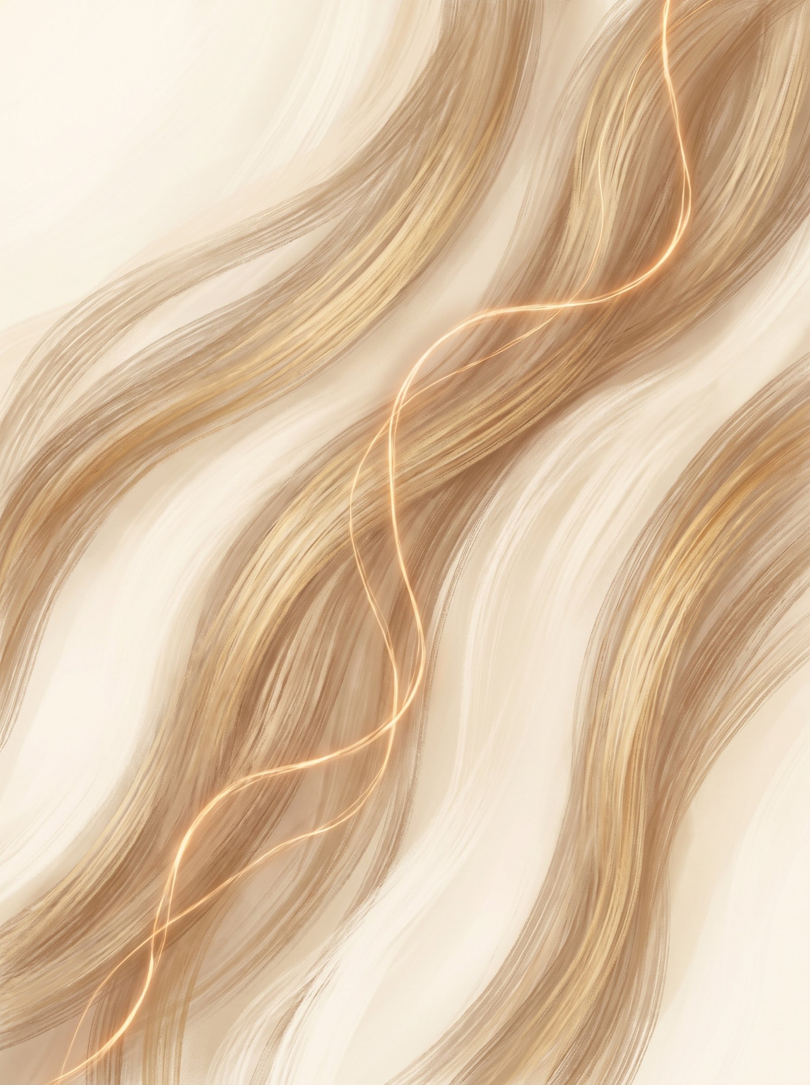 Illustrative macro visual of polished hair fibres in warm light