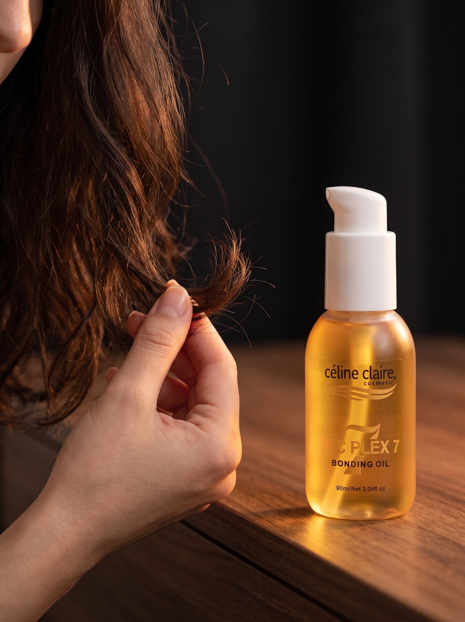 Touching up dry ends with a sparing amount of oil between wash days