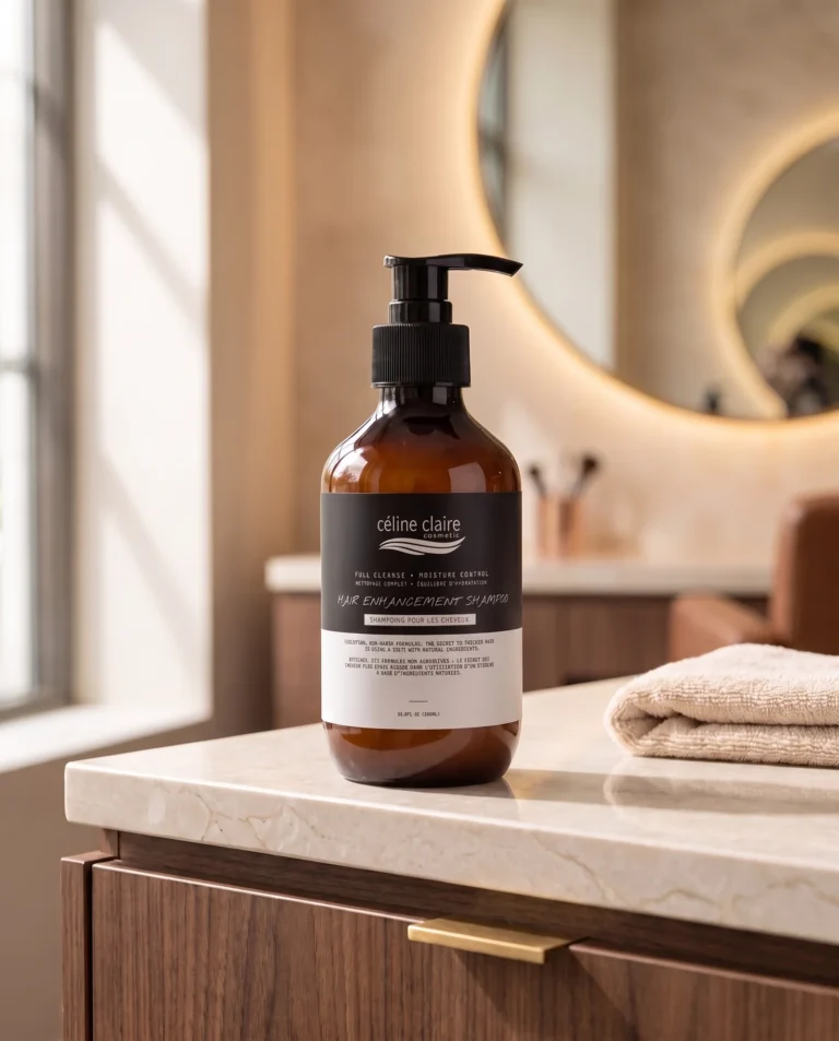 Hair Enhancement Shampoo on a salon counter