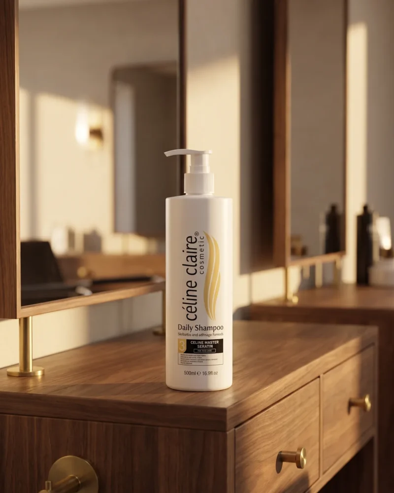 Celine Claire Keratin and Botox Daily Shampoo on a salon backbar
