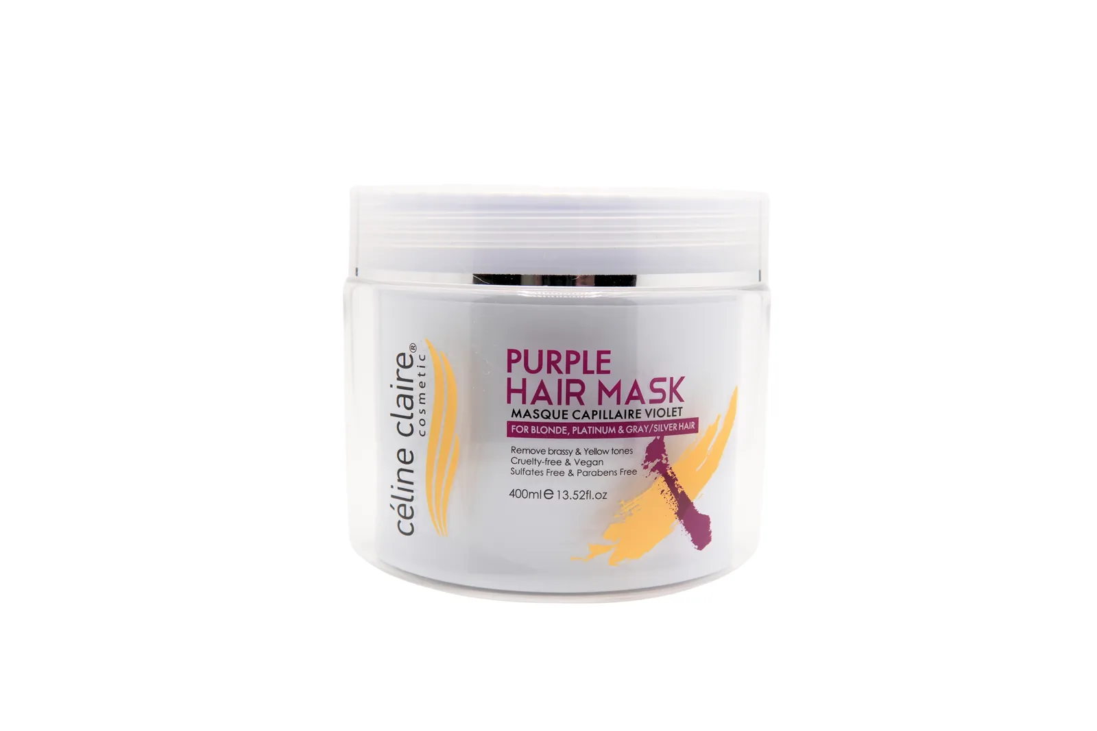 Celine Claire Purple Mask for Blonde Hair 400 ml jar, current bilingual package
